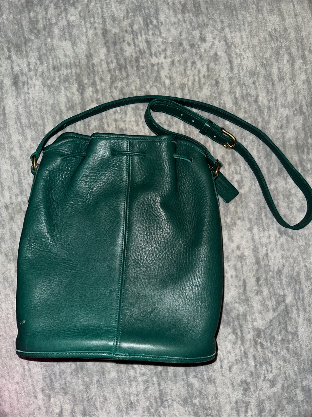 Coach Dark Green Pebble Leather Drawstring Crossbody - Picture 3 of 10